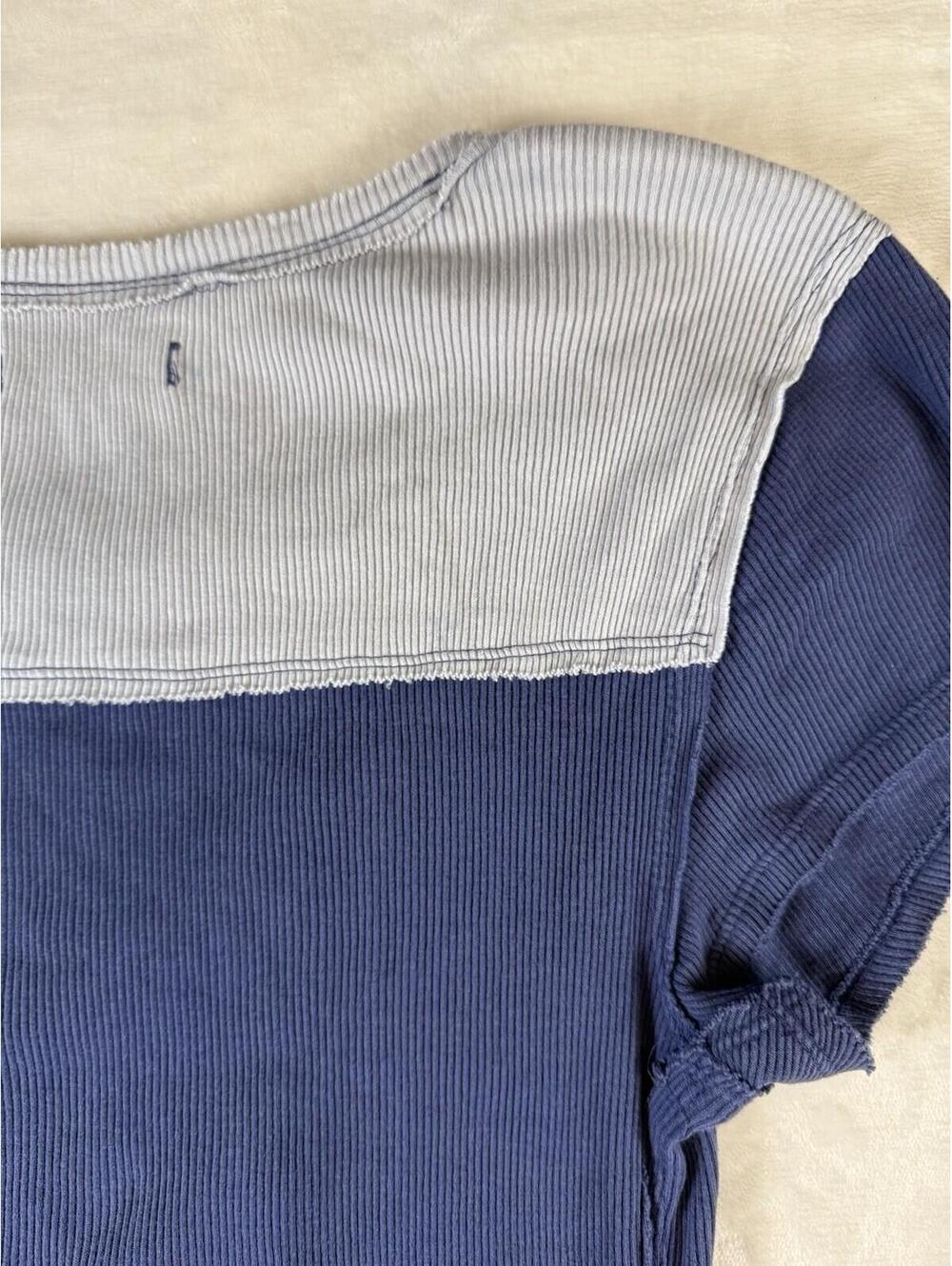 We The Free Ribbed Patchwork Tee Medium Multicolor Short‎ Sleeve - Picture 5 of 6